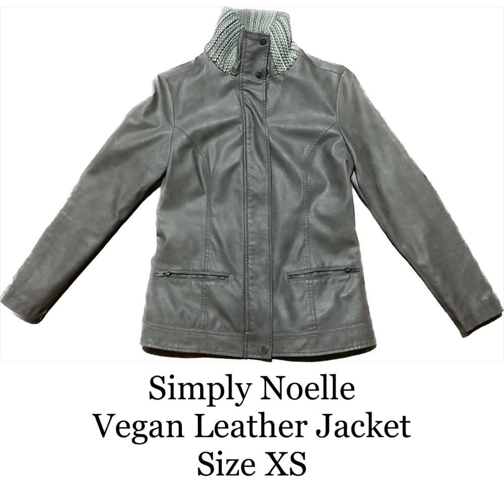 Simply Noelle Vegan Leather Jacket, Grey/Taupe SZ XS